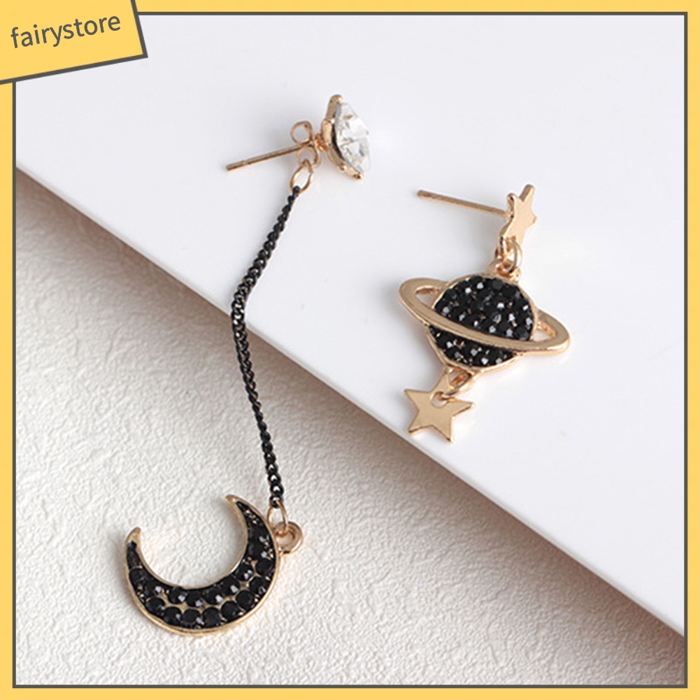 Đôi Khuyên Tai Hình Trăng Sao Đính Đá Thời Trang Cho Nữ