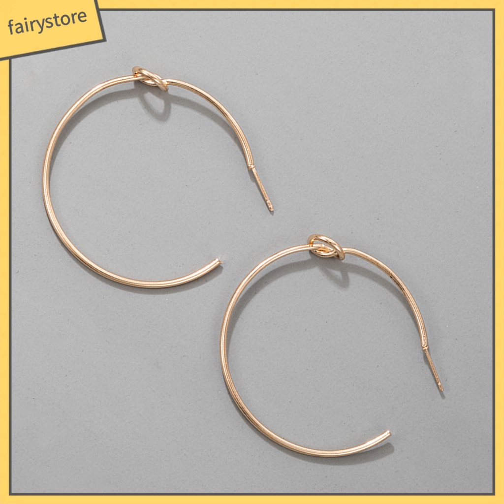 Bông Tai Hình Tròn Cỡ Lớn Bằng Kim Loại Đơn Giản Tiện Dụng Mặc Hàng Ngày