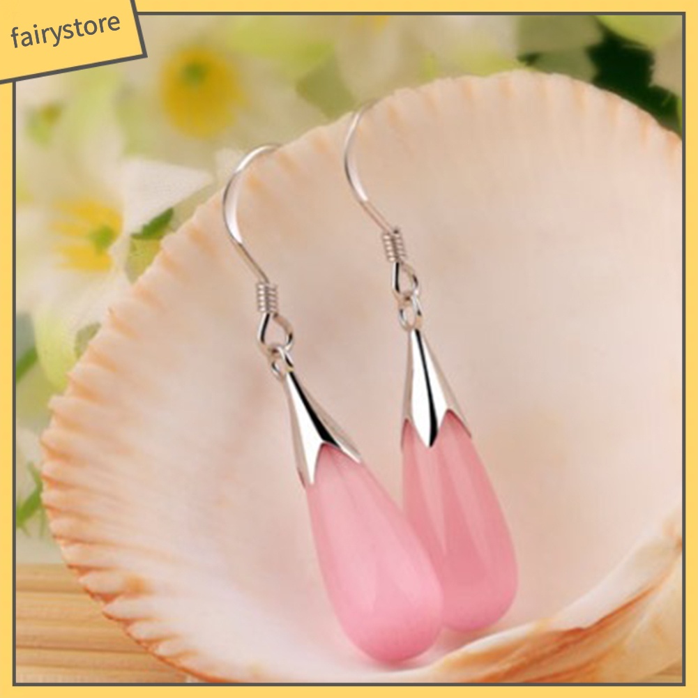 Bông Tai Hình Giọt Nước Đính Đá Opal Thời Trang Dành Cho Nữ