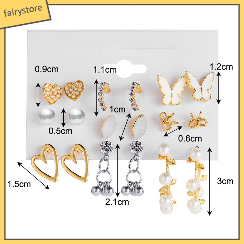 1 Bộ Bông Tai Hình Trái Tim Đính Đá Acrylic Lấp Lánh Thời Trang