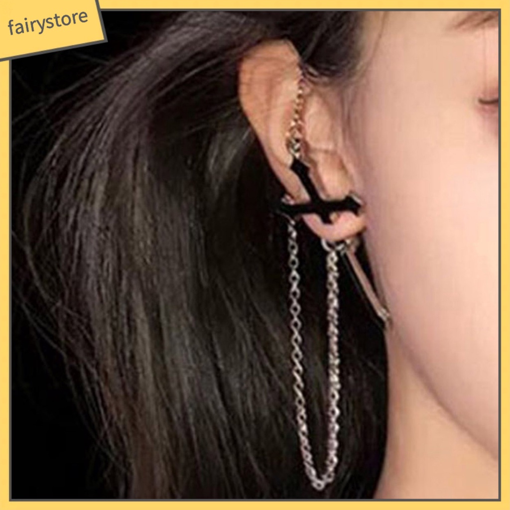 [FRO] 1 Khuyên Tai Chuỗi Xích Thiết Kế Chéo Không Gây Dị Ứng Trang Trí Hàng Ngày Cho Cuộc