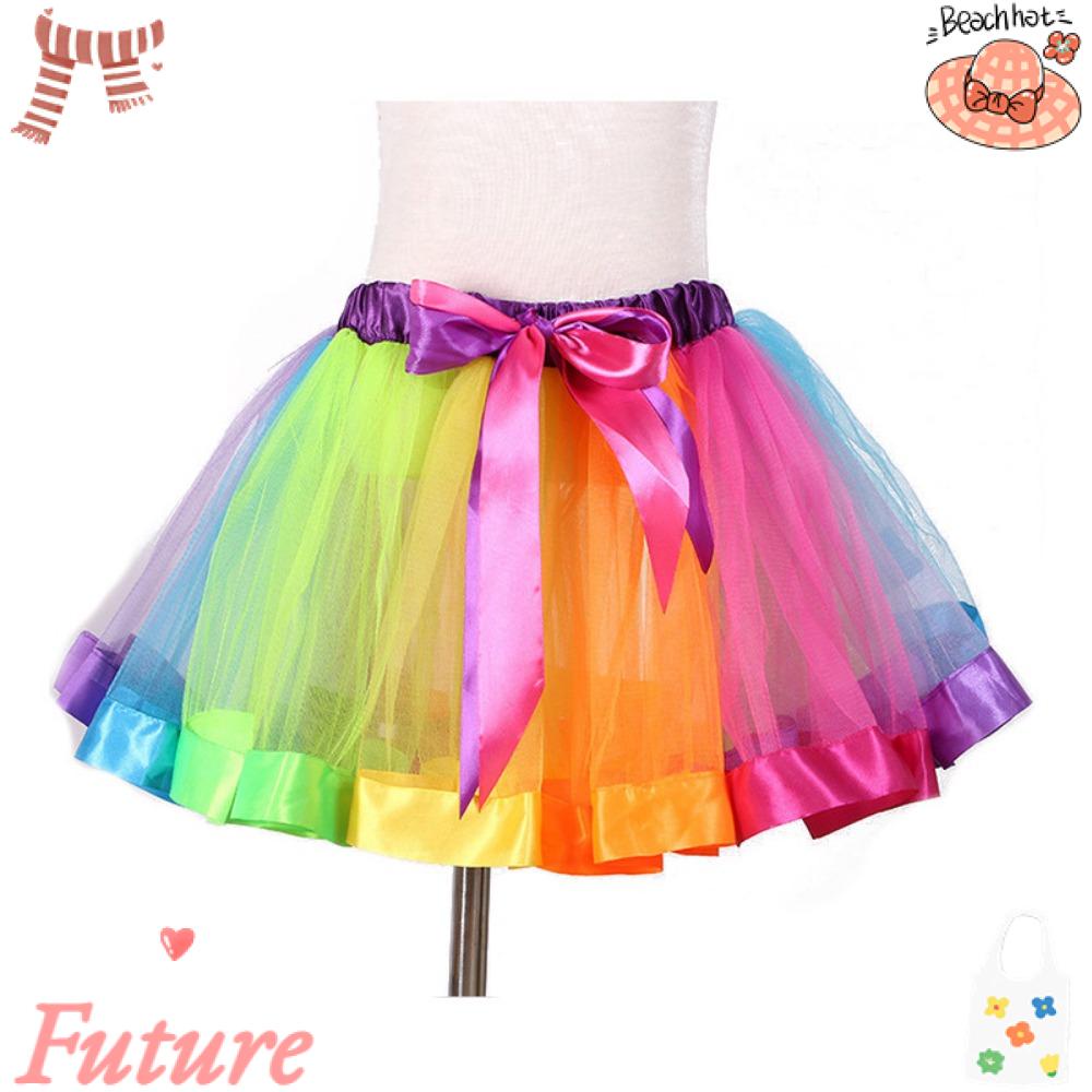 Đầm Xoè Tulle Nhiều Màu Sắc Cầu Vồng Dễ Thương Cho Bé Gái