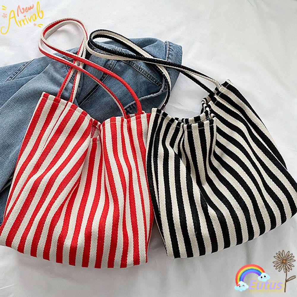 Túi Tote Đeo Vai / Kẹp Nách Họa Tiết Kẻ Sọc Thời Trang Cho Nữ