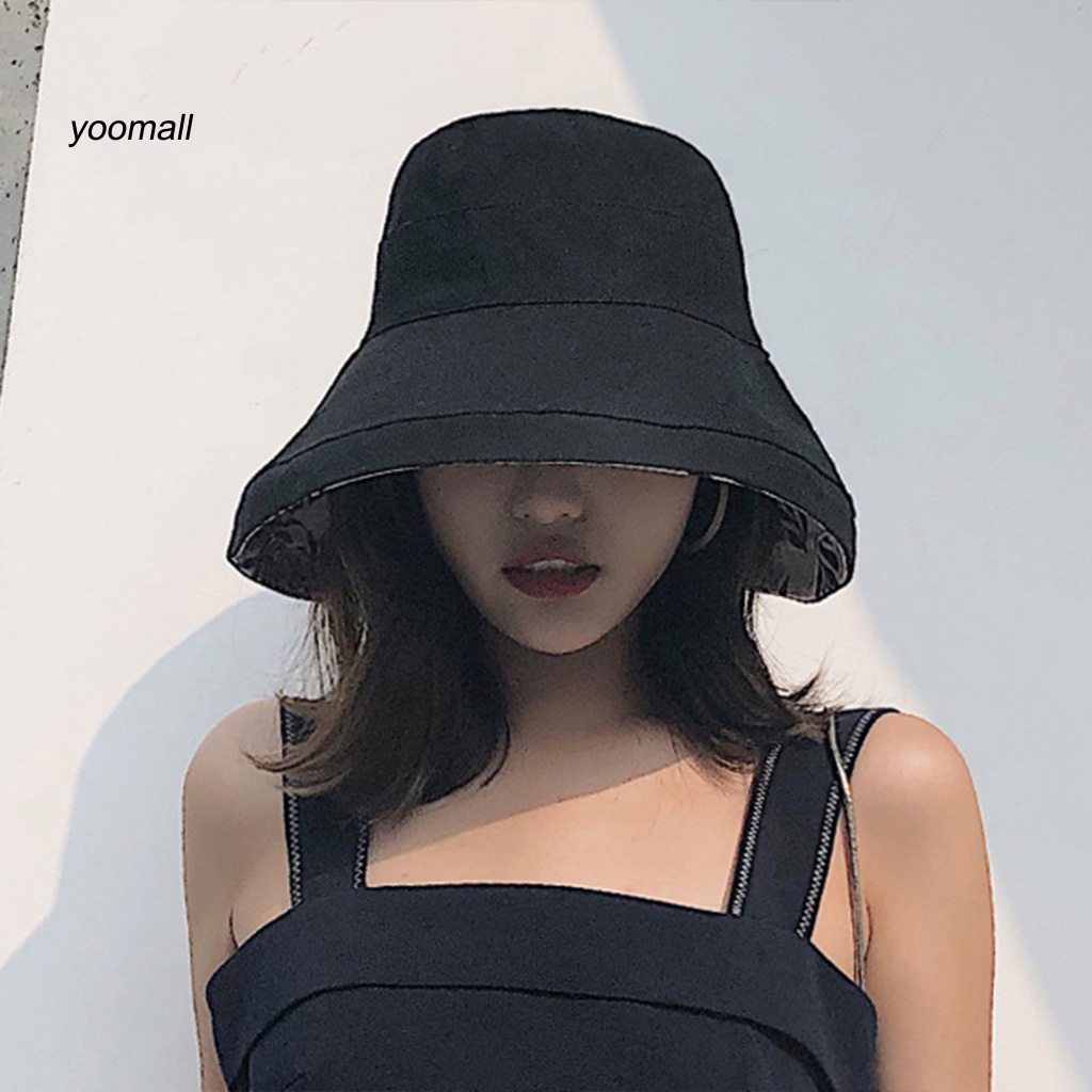 Mũ Vành Tròn Dây Rút Hai Mặt Thời Trang Mùa Hè Cho Nữ