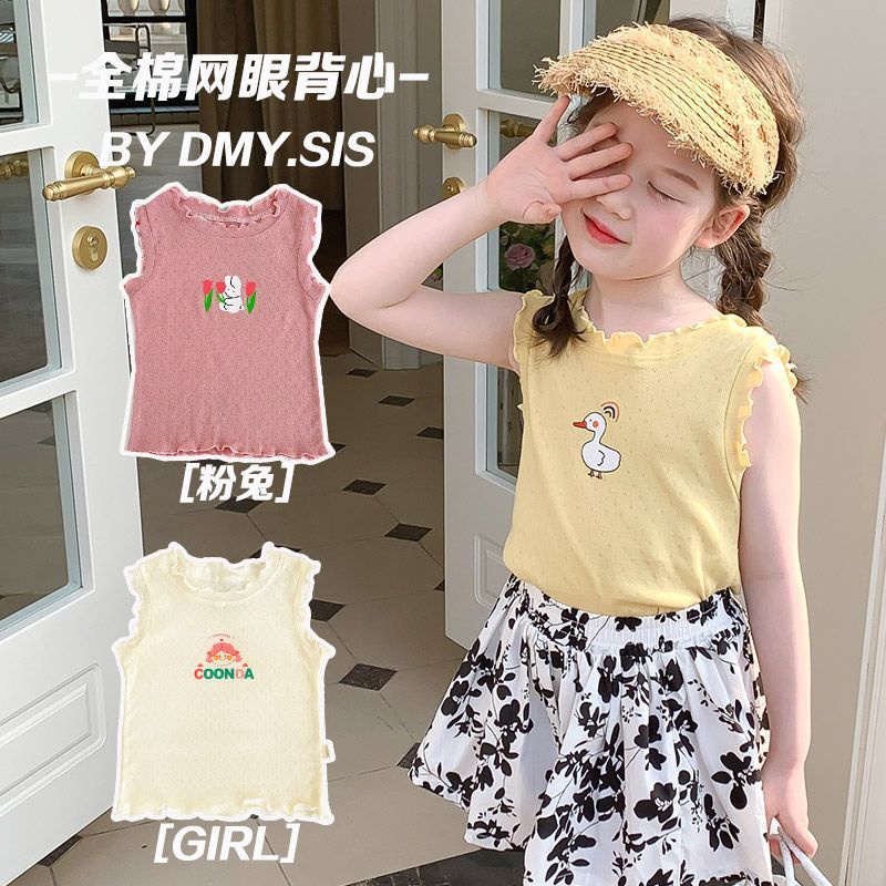 [Trẻ Em Dễ Thương] Áo Thun Không Tay Lót Cotton Mỏng Nhẹ Thoáng Khí Phong Cách Hoạt Hình Mùa Hè Cho Bé Gái