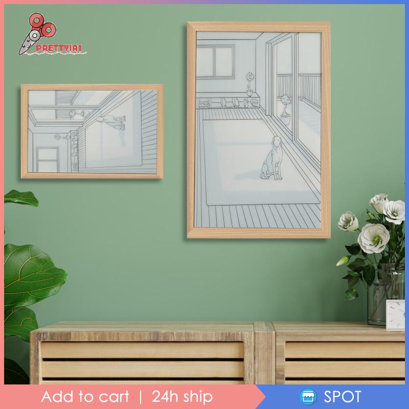 [Prettyia1] Tranh Vẽ Trang Trí Khung Gỗ Có Đèn Và Bóng