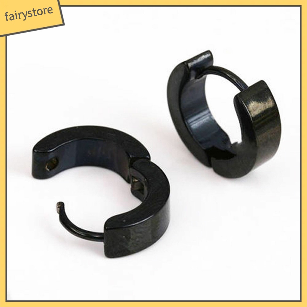 1 Đôi Bông Tai Tròn Bằng Thép Không Gỉ Thời Trang Cá Tính Dành Cho Nam