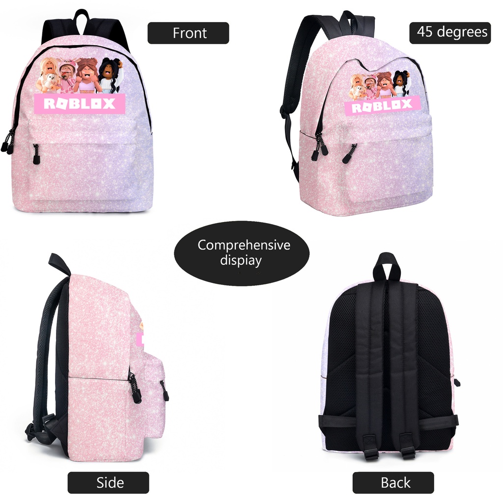 Set 2 Món Ba Lô + Túi Đeo Chéo + Bóp Viết Họa Tiết Hoạt Hình Roblox Dễ Thương Cho Bé