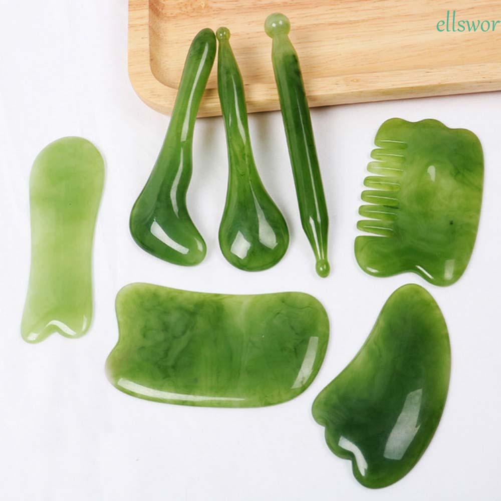 Bảng Gua Sha Bằng Nhựa Resin Tự Nhiên Cho Nữ|Máy Massage Cầm Tay Màu Xanh Lá Ngọc Lục Bảo