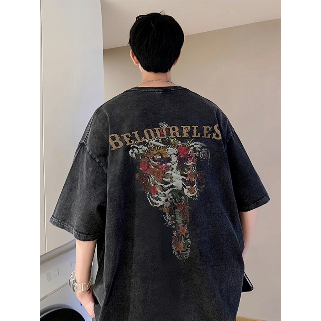 Áo Thun Nam Tay Ngắn Phong Cách Hip Hop Âu Mỹ Cá Tính 400g