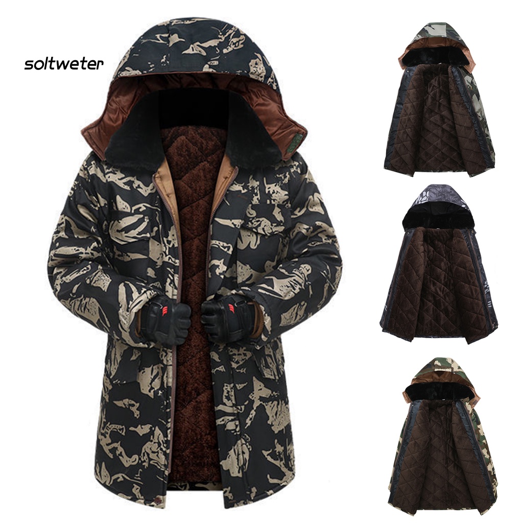 Áo Khoác Tay Dài Có Khóa Kéo Họa Tiết Rằn Ri Lót Lông Chống Lạnh Plus Size Cho Nam
