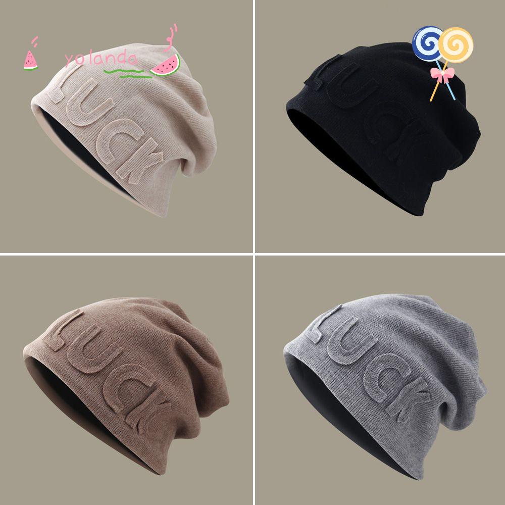 Mũ Beanie Dệt Kim Vải Lông Cừu Màu Trơn Dễ Thương Cho Nam Và Nữ