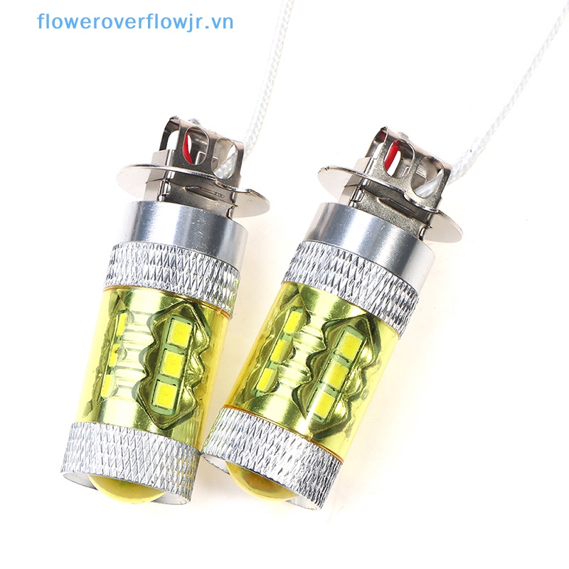 2 Đèn LED Phá Sương Mù Ánh Sáng Vàng 12-24V H3 80W 16 SMD Cho Xe Hơi