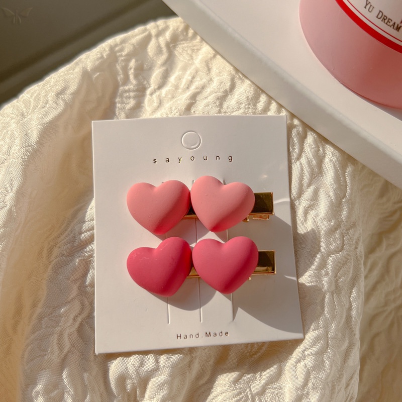 Kẹp Tóc Mái Bằng Da Màu Hồng Dễ Thương Dành Cho Nữ