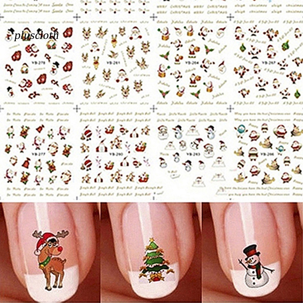 Tấm 12 Miếng Dán Móng Tay Chủ Đề Giáng Sinh