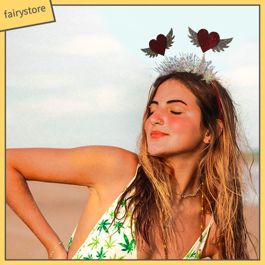 [FRO] Băng Đô Đính Kim Sa Hình Trái Tim Màu Tương Phản Đàn Hồi Chống Trượt Làm Quà Tặng Ngày Valentines