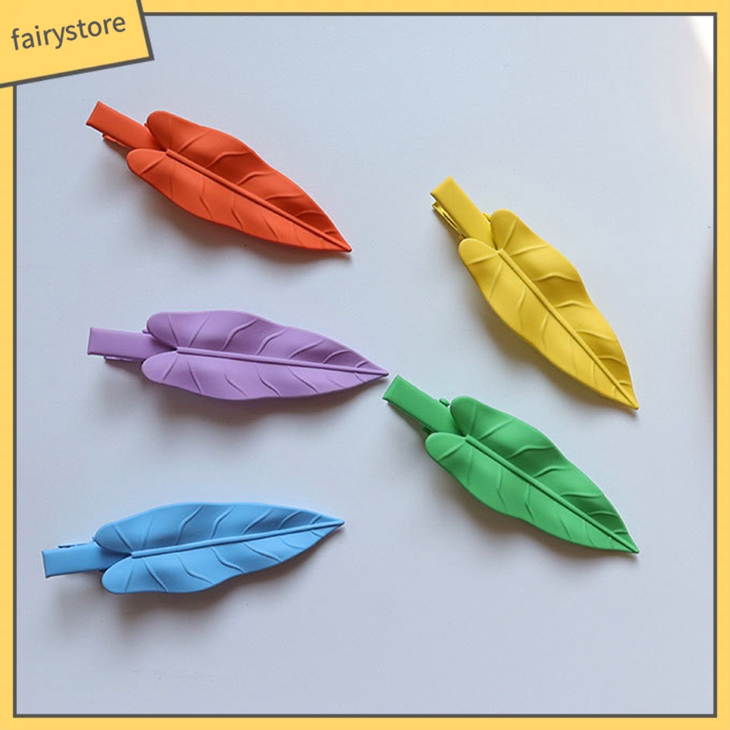 Kẹp Tóc Hình Chiếc Lá Bằng Thép Không Gỉ Chống Trầy Xước Dễ Thương Xinh Xắn