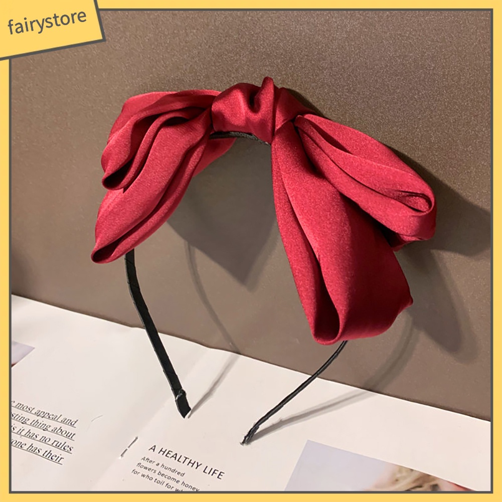 Băng Đô Nơ Cài Tóc Màu Trơn Phong Cách Vintage Thời Trang Cho Nữ