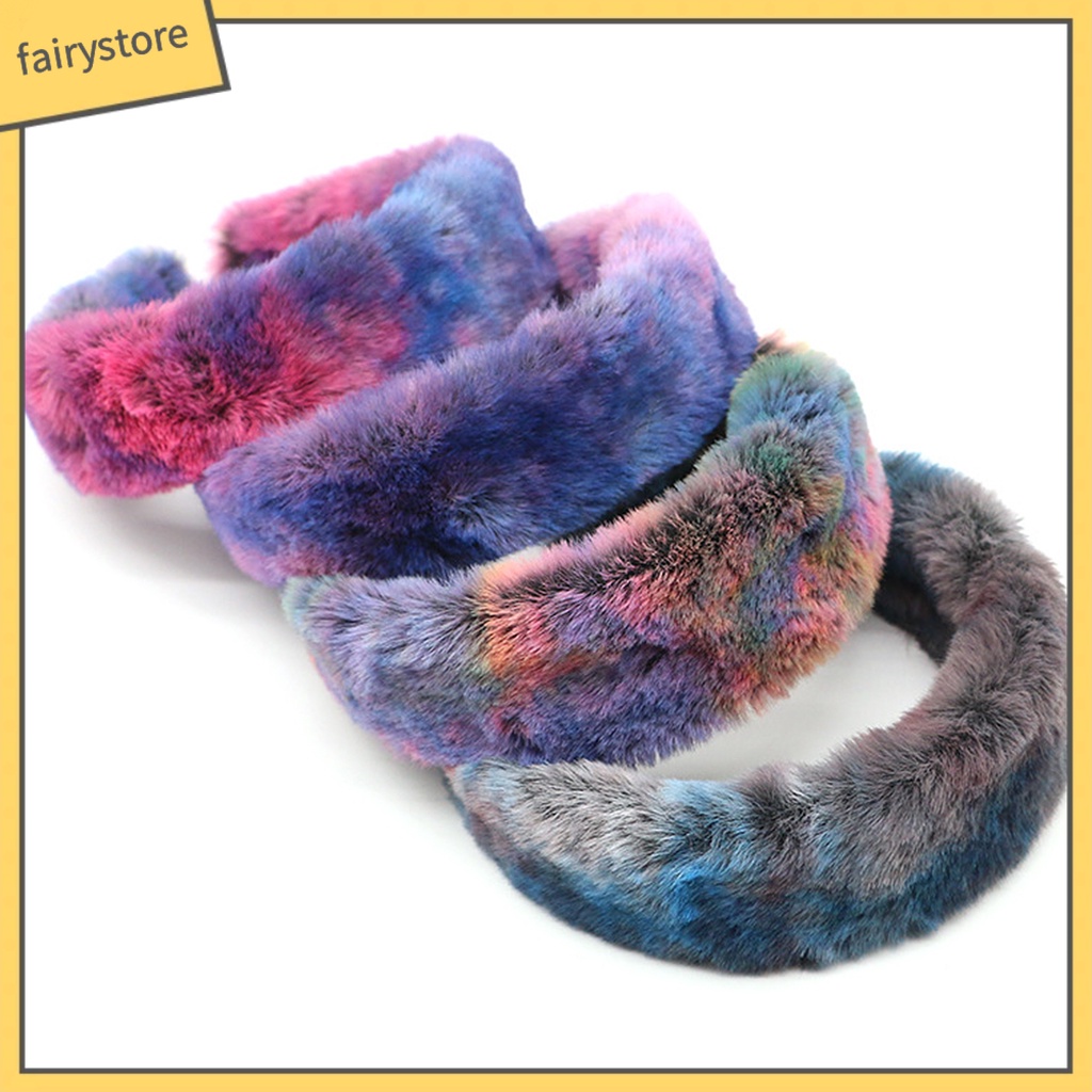 Băng Đô Cài Tóc Bằng Lông Thỏ Giả Nhiều Màu Sắc Phong Cách Retro Ngọt Ngào Dành Cho Nữ