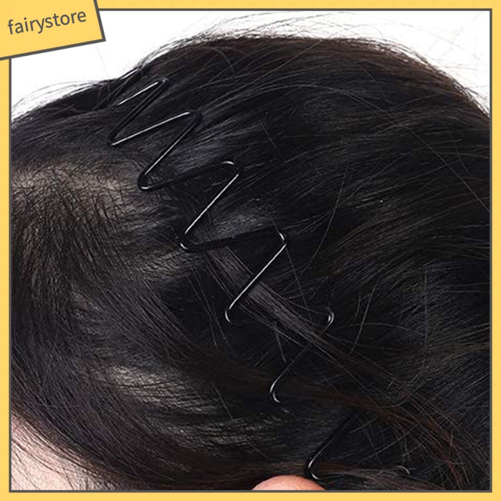 Set 9 Băng Đô Cài Tóc Rửa Mặt / Trang Điểm Hình Gợn Sóng Màu Đen Co Giãn