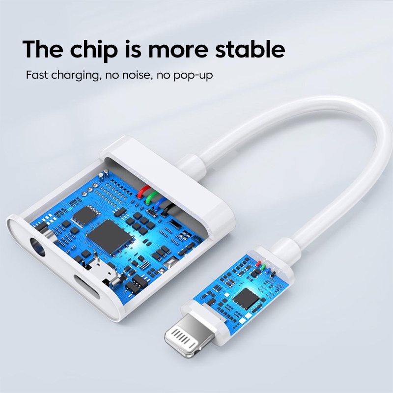 Dây Cáp Âm Thanh AUX 3.5mm 2 Trong 1 Cho Điện Thoại Iphone 1