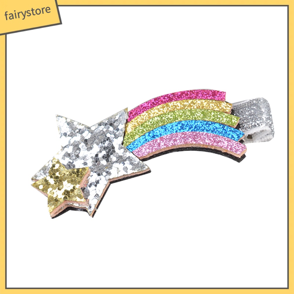 Kẹp Tóc Hình Kỳ Lân Màu Cầu Vồng Lấp Lánh Thời Trang Cho Bé Gái