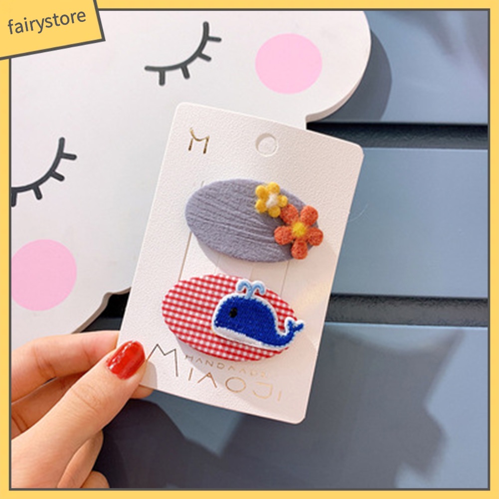 Set 2 Kẹp Tóc Hình Hoa / Động Vật Dễ Thương Cho Bé Gái