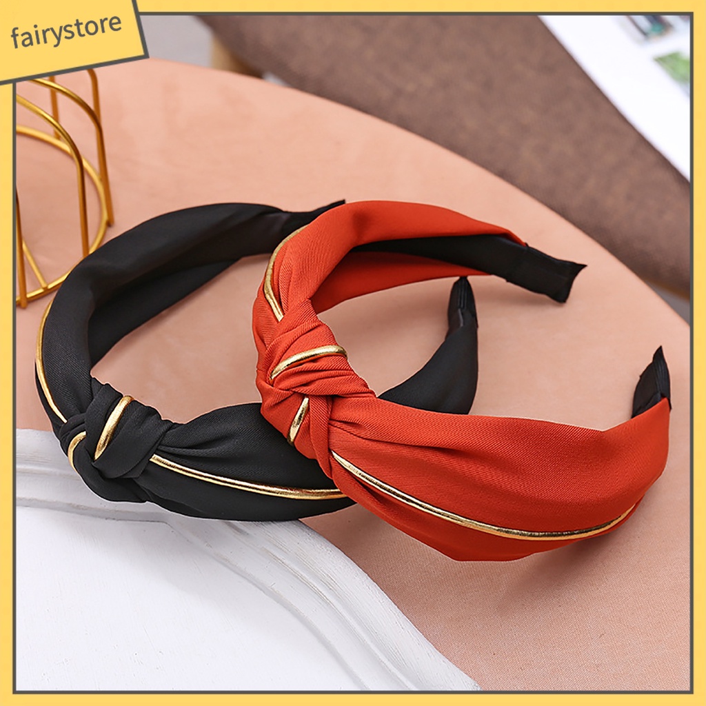 Băng Đô Cài Tóc Bản Rộng Thiết Kế Thắt Nút Đơn Giản Cho Nữ