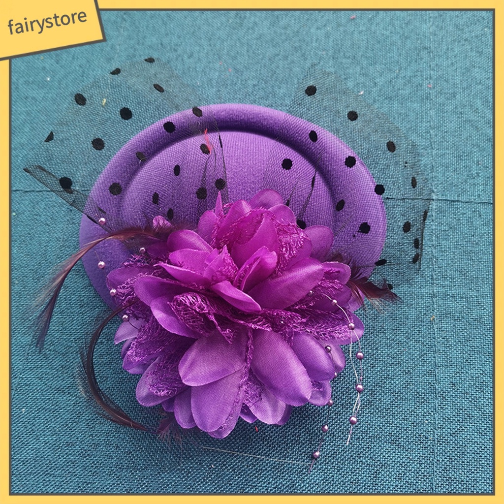 [FRO] Mũ Lưới Đính Hoa Giả Kèm Kẹp Tóc Trang Trí Ngọt Ngào Tinh Tế Chống Rơi