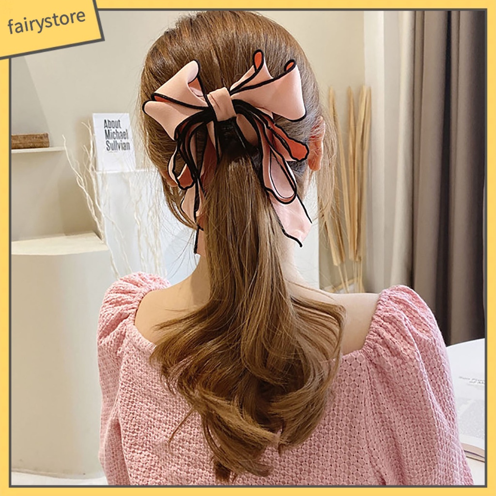 Kẹp Tóc Đuôi Ngựa Nhiều Lớp Đính Nơ Thời Trang Cho Nữ
