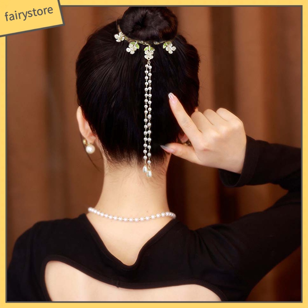 Kẹp Tóc Đính Ngọc Trai Giả Bằng Thép Không Gỉ Trang Trí Tóc Đuôi Ngựa Cho Cô Dâu