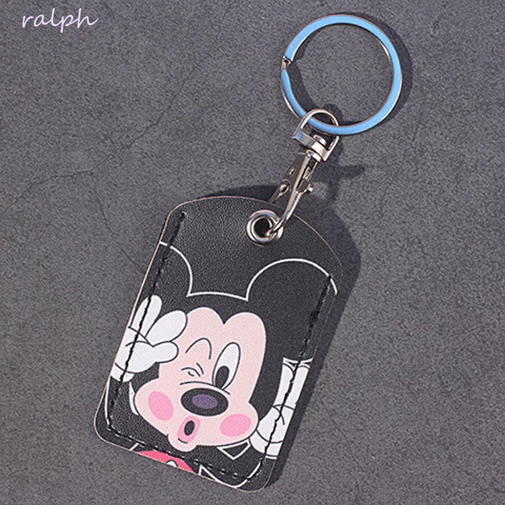 Ví Đựng Thẻ Truy Cập / Chìa Khóa Bằng Da Họa Tiết Hoạt Hình Kèm Kẹp Và Dây Đeo Tiện Dụng Trang Trí Giá Đỡ