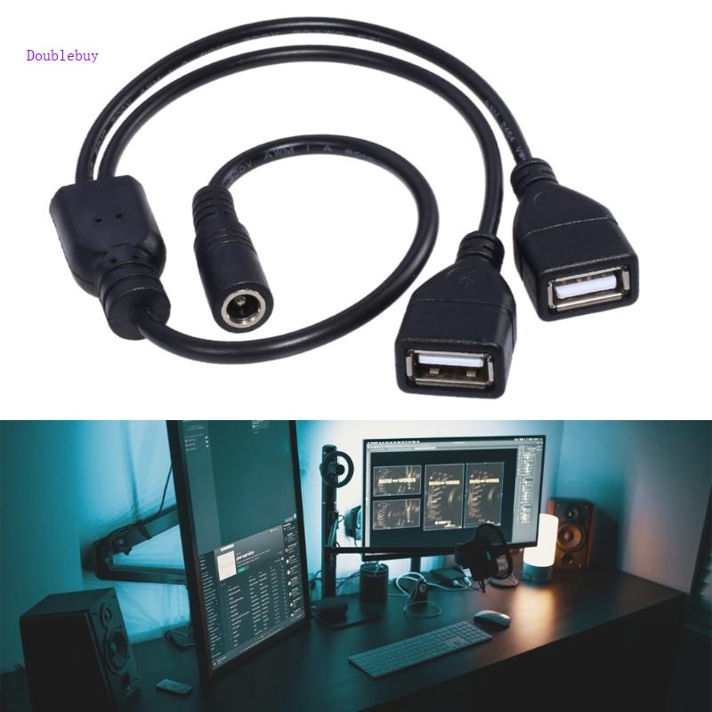1 Gói Dây Cáp Kết Nối DC 5 5X2 1mm Female Sang 2 USB Female 5V