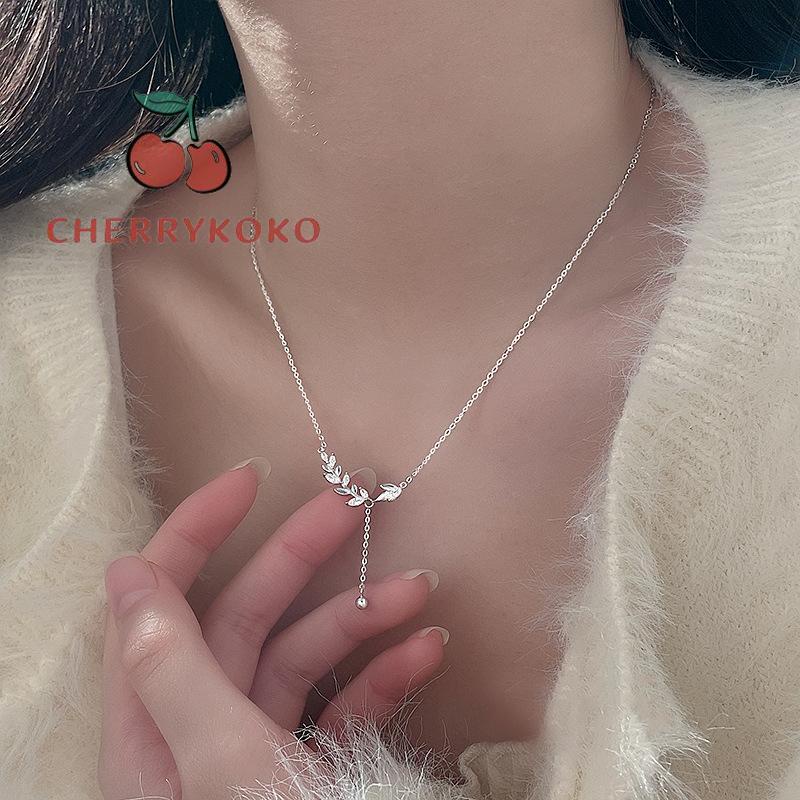 🍒🍒CHERRYKOKO Vòng cổ Lúa Mì Đính Lá Tua Rua Thiết Kế Ngọt Ngào Thời Trang Mùa Hè Cho Nữ