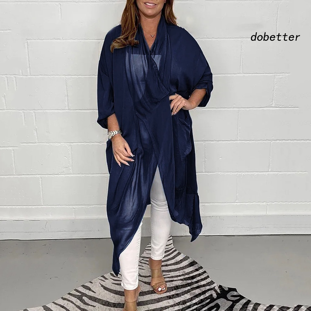 Áo Sơ Mi Cổ Chữ V Dáng Rộng Màu Trơn Kiểu Vintage Thời Trang Mùa Hè Cho Nữ