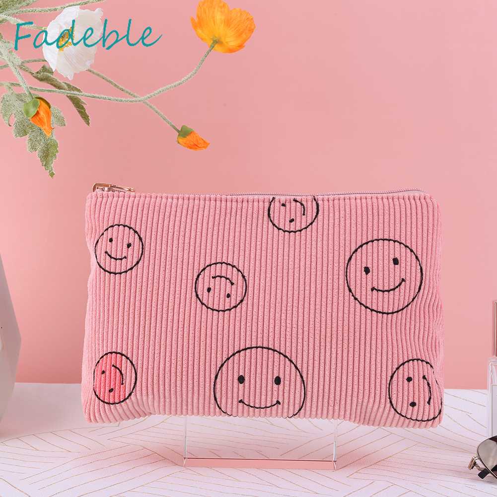 Túi Đựng Đồ Trang Điểm Hai Mặt Họa Tiết Cảm Xúc Dành Cho Nữ