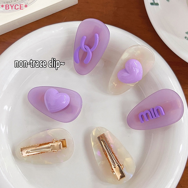 Kẹp Tóc Màu Tím In Họa Tiết Trái Tim / Gấu Hoạt Hình Dễ Thương Thời Trang Cho Nữ Mới