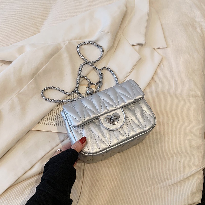 Túi Đeo Chéo Hình Vuông Cỡ Nhỏ Phối Dây Đeo Sợi Xích Thời Trang Sang Trọng Cho Nữ