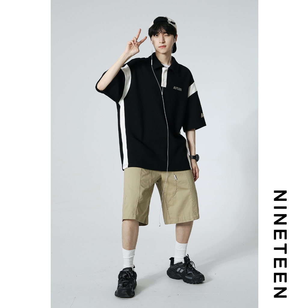 Áo Thun polo Tay Ngắn Dáng Rộng Phong Cách Thời Trang Đường Phố Mỹ Hàng Mới Dành Cho Nam Giới