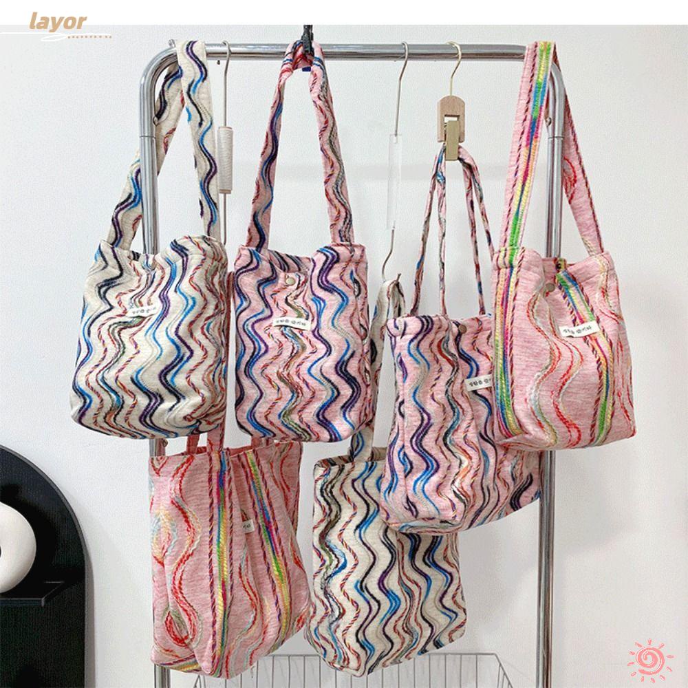 Túi Xách Cỡ Lớn Họa Tiết Gợn Sóng Màu Cầu Vồng Thời Trang Xuân Hè Mới