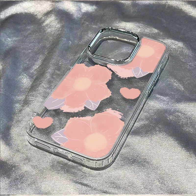 ✅Ốp Điện Thoại Mềm Chống Sốc In Hình Hoa 13In Màu Hồng Đơn Giản Cho Apple plus 14pro 8711iPhone12max