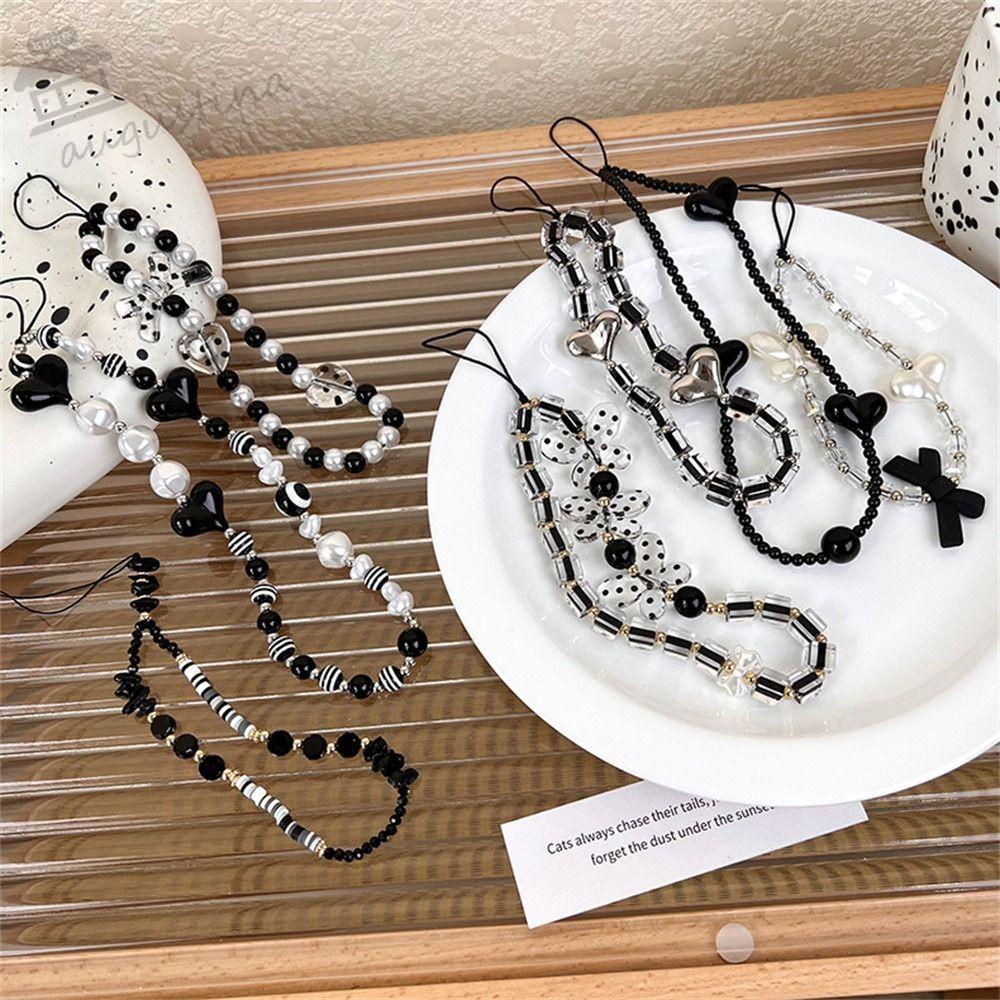 Dây Đeo Điện Thoại Dạng Chuỗi Hạt Chống Thất Lạc Hình Trái Tim / Bướm Dễ Thương Cho Nữ