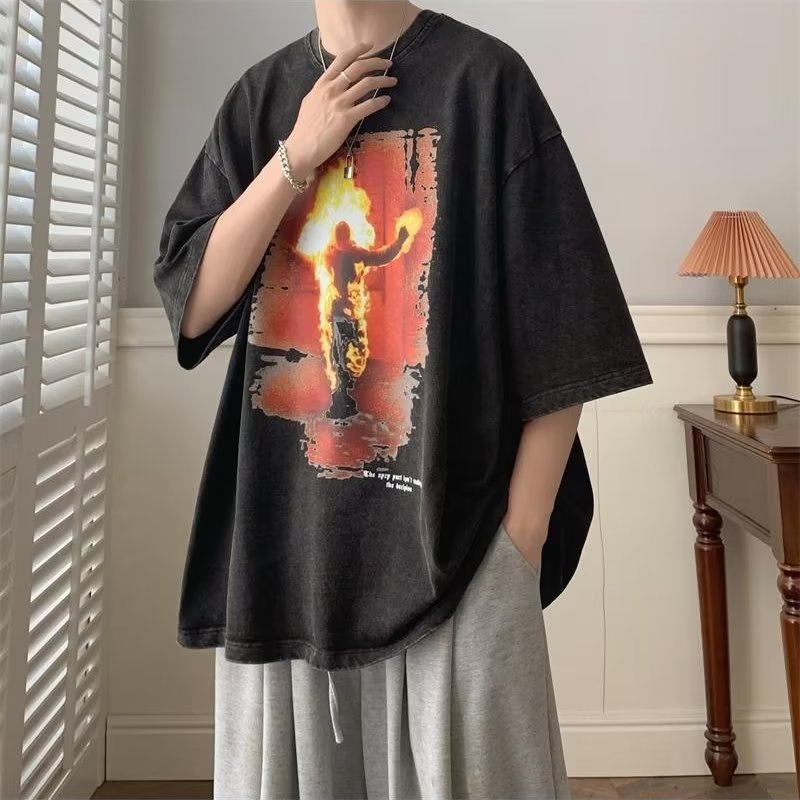 Áo Thun Ngắn Tay Phong Cách Retro Thời Trang Mùa Hè Dành Cho Nam