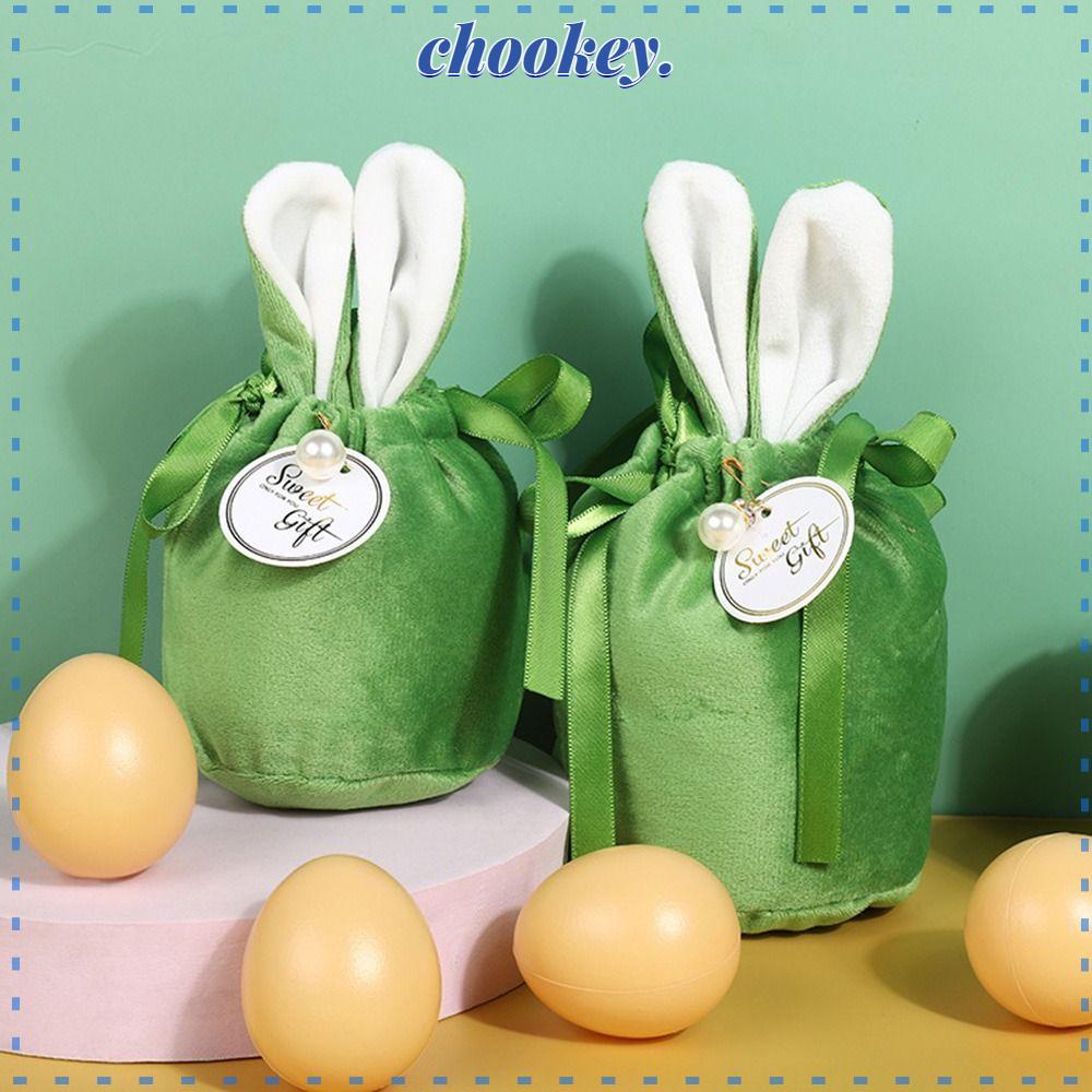 CHOOKEY Bộ 2 Túi Đựng Quà Hình Thỏ Phục Sinh Dễ Thương