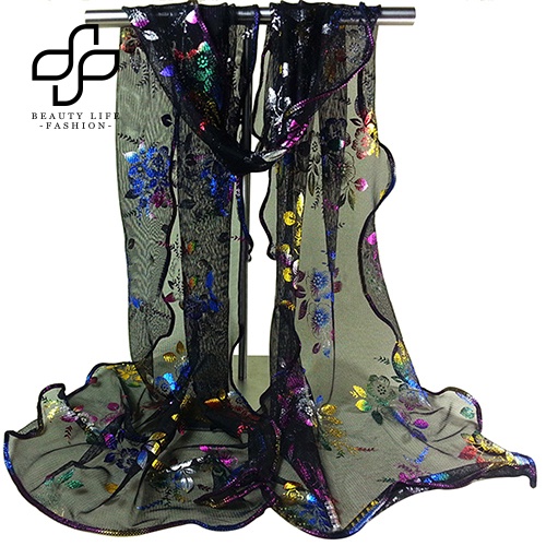 Khăn Choàng Vải Tuyn Mềm Dáng Dài In Hoa Thời Trang Cho Nữ