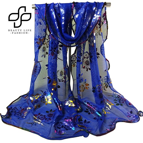 Khăn Choàng Vải Tuyn Mềm Dáng Dài In Hoa Thời Trang Cho Nữ