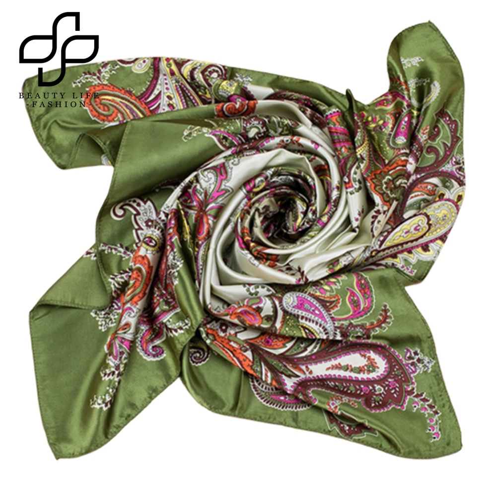 Khăn Vuông 90x90cm Bằng Lụa In Họa Tiết Hoa Cho Nữ