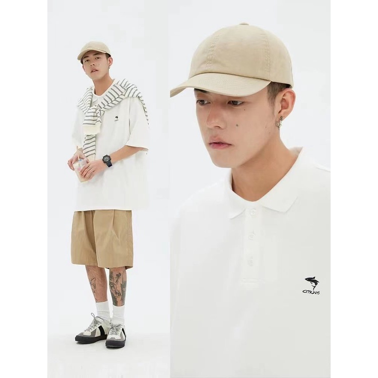 Áo Thun POLO Tay Ngắn Dáng Rộng Màu Trơn Thời Trang Mùa Hè 2023 Phong Cách Nhật Bản Mới Cho Nam