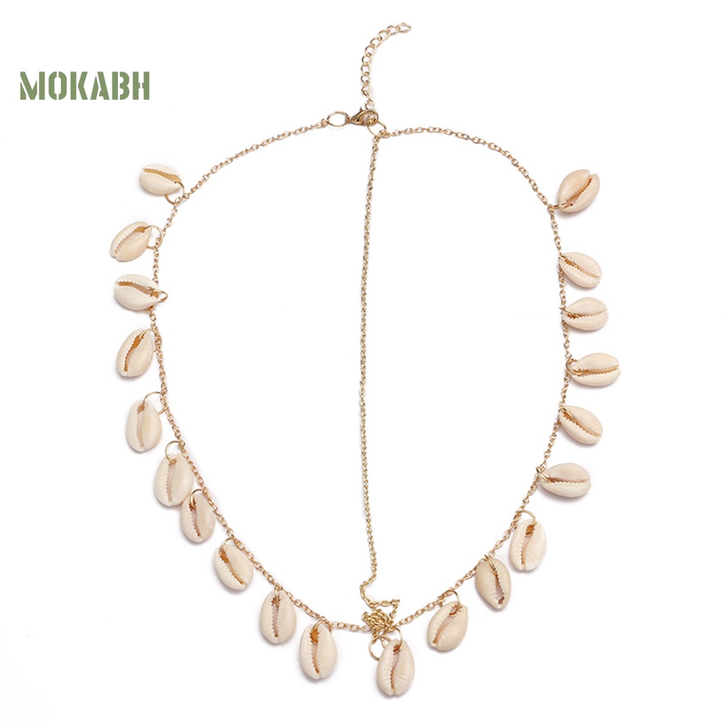 [Mok Abh] Vòng Đeo Đầu Dạng Chuỗi Vỏ Sò Tự Nhiên Bằng Kim Loại Dùng Trong Tiệc Cưới