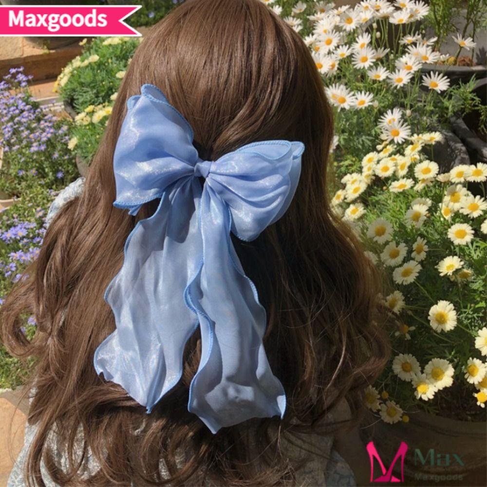 MAXG Set 2 Kẹp Tóc Nơ Satin Lấp Lánh Cho Nữ